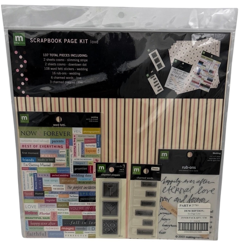 Making Memories Scrapbook Page Kit Love 25789 Wedding Romance 137 Pieces New